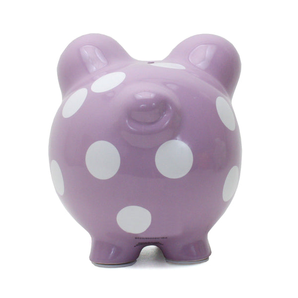 Child to Cherish Purple Polka Dot Piggy Bank