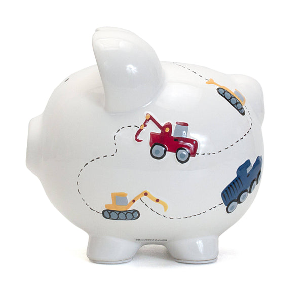 Child to Cherish White Construction Large Piggy Bank