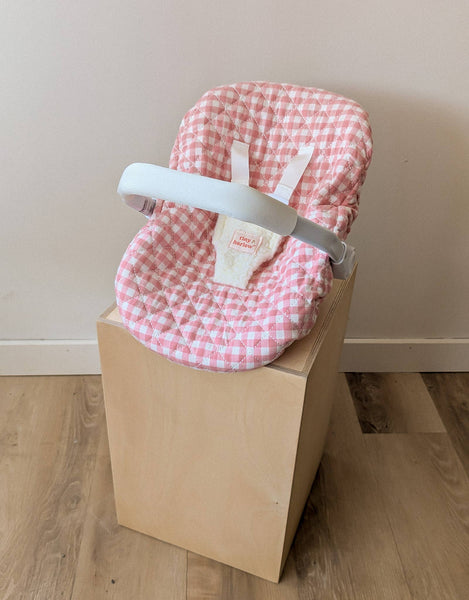 Doll Car Seat - Pink Gingham - Tiny Harlow
