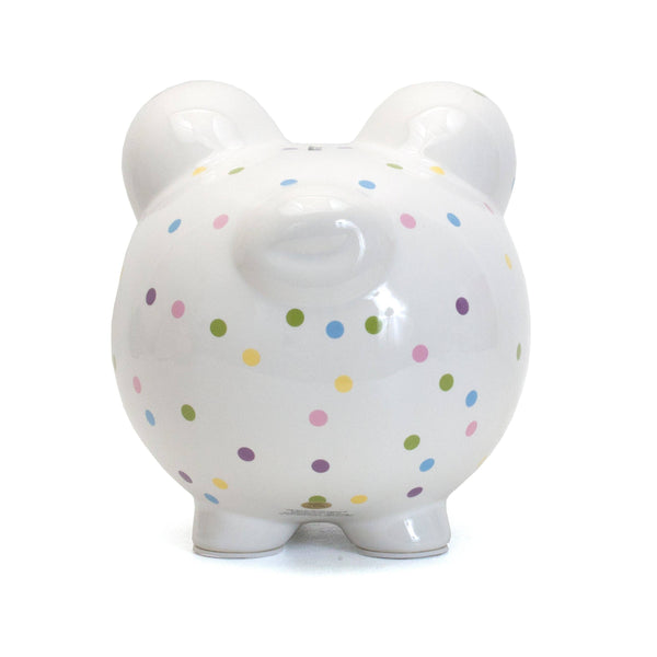 Child to Cherish Confetti Dot Ceramic Piggy Bank