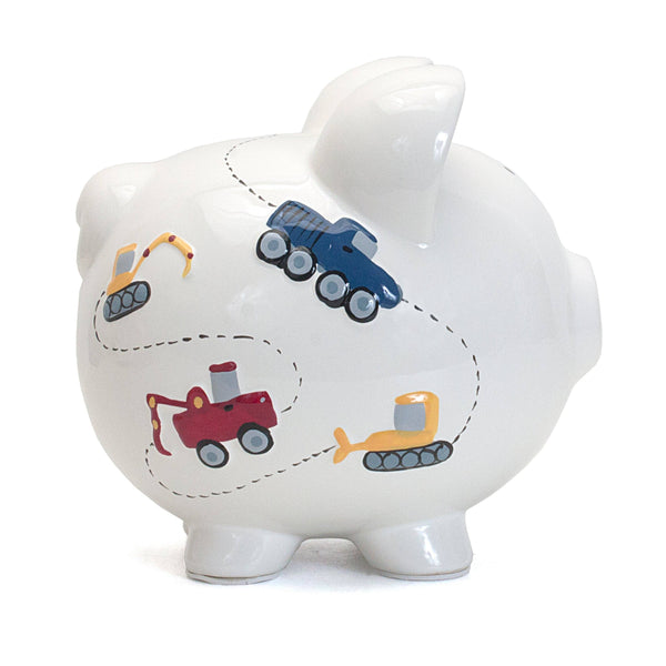 Child to Cherish White Construction Large Piggy Bank