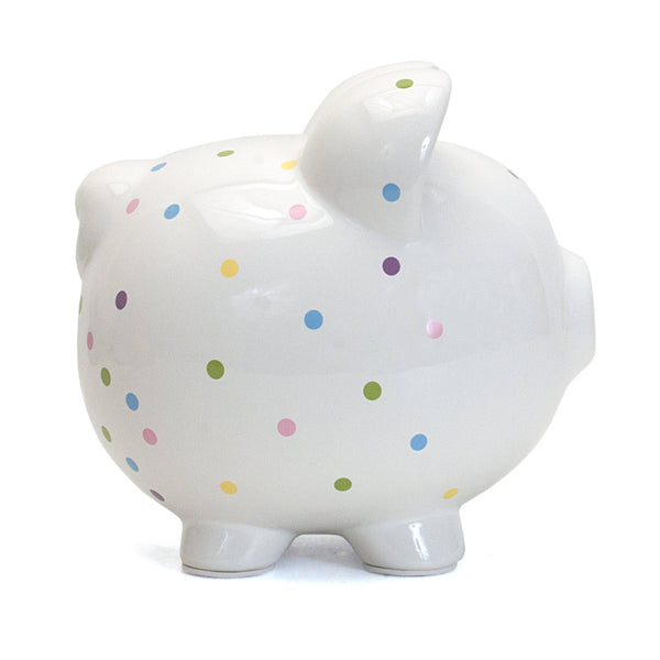 Child to Cherish Confetti Dot Ceramic Piggy Bank