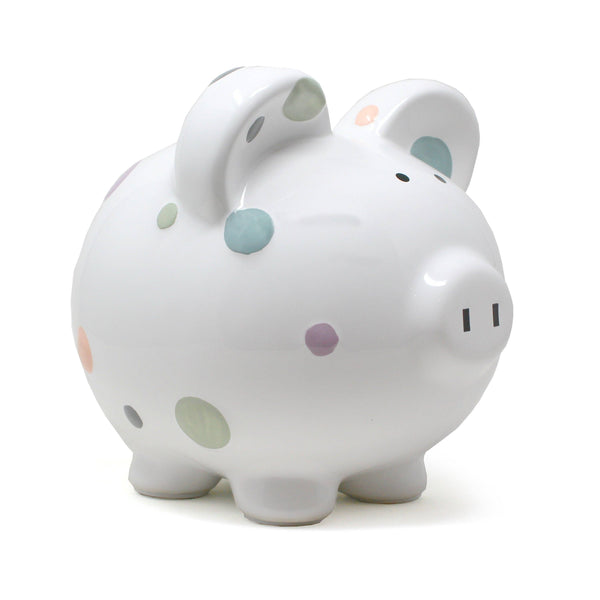 Child to Cherish Pastel Polka Dot Piggy Bank