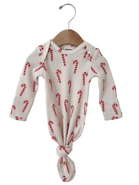 Spearmint Love Organic Waffle Knotted Gown, Candy Cane