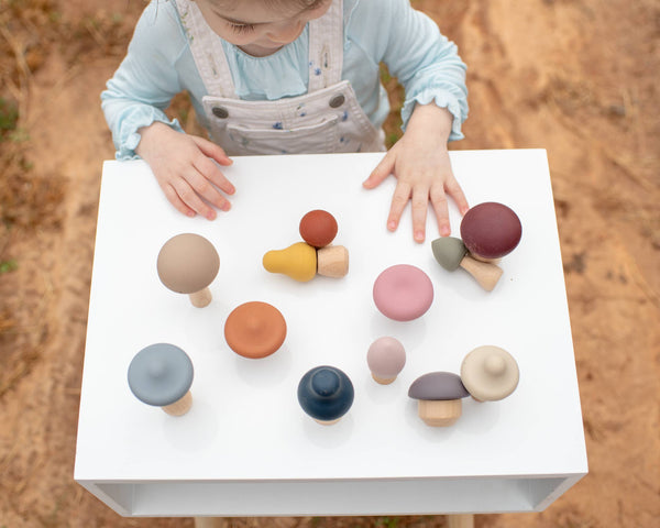 Mushroom Wood & Silicone Toy|Teething|Fine Motor|Montessori