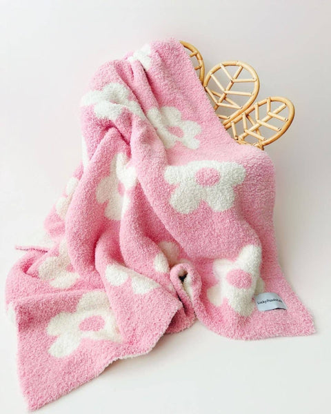 Lucky Panda Kids Daisy Baby Blanket | Pink