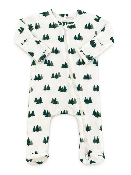 Evergreen Grove / Organic Cotton 2-Way Zip Footie