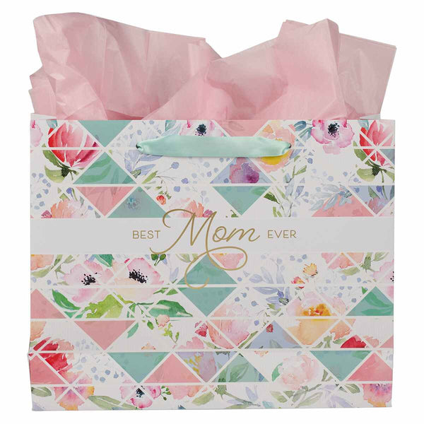 Best Mom Ever Pastel Diamond Large Landscape Gift Bag