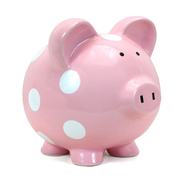 Child to Cherish Pink Polka Dot Piggy Bank