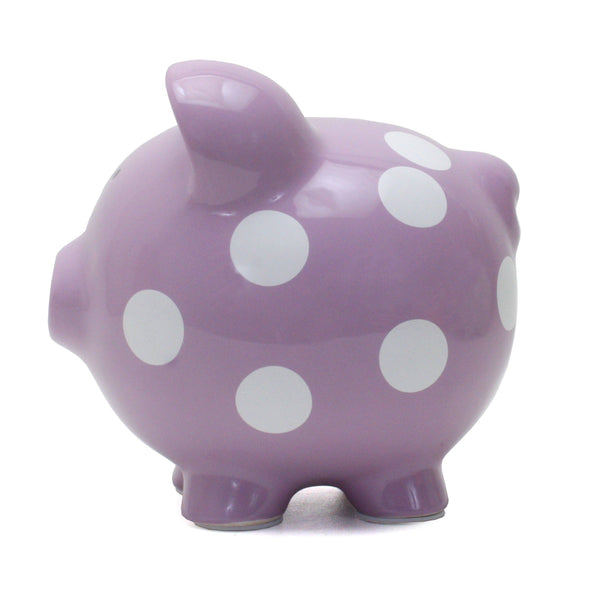 Child to Cherish Purple Polka Dot Piggy Bank