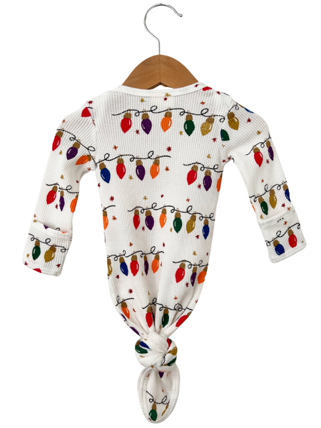 Spearmint Love Organic Waffle Knotted Gown, Christmas Lights