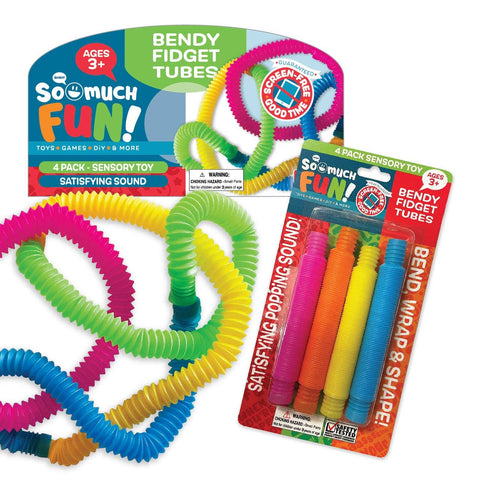 SO MUCH FUN! BENDY FIDGET TUBES 4 PACK