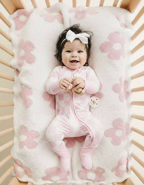 Lucky Panda Kids Daisy Baby Blanket | Pink