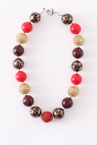 Red Leopard bubble chunky necklace