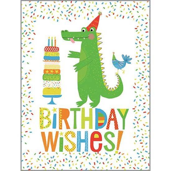 Birthday Card - Alligator & Cake