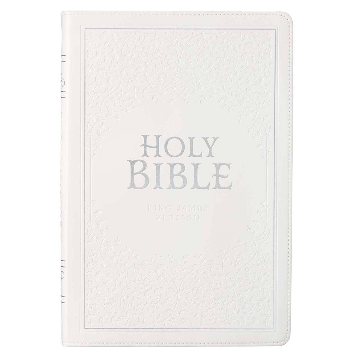 White Faux Leather Large Print Thinline KJV Bible with Thumb