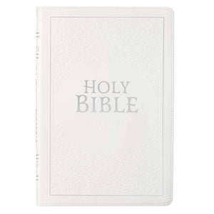 White Faux Leather Large Print Thinline KJV Bible with Thumb