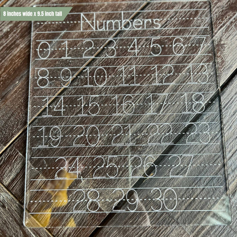 Dry Erase & Reusable Acrylic Number Board| Number Tracing