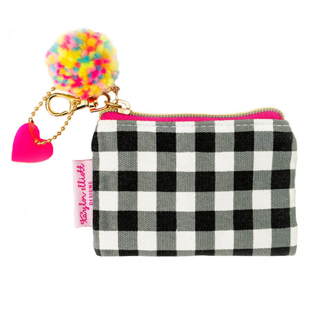 Mini Black Gingham Card Holder Keychain