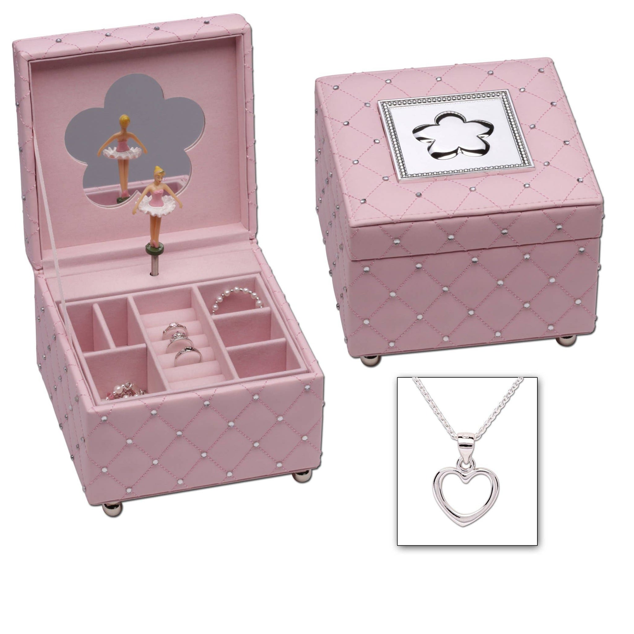 Pink Musical Jewelry Box And FREE Heart Necklace for Girls