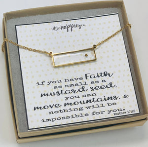 Real mustard seed necklace, Encouragement gift, Mustard seed jewelry, Faith necklace, Christian jewelry, Miscarriage gift, Inspirational - Silver