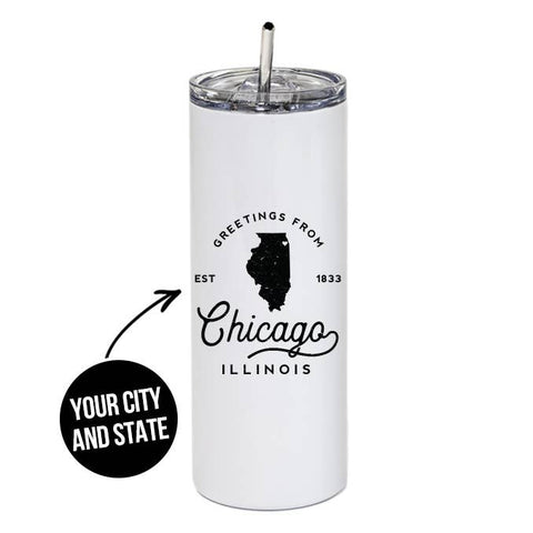 Custom City & State Skinny Tumbler