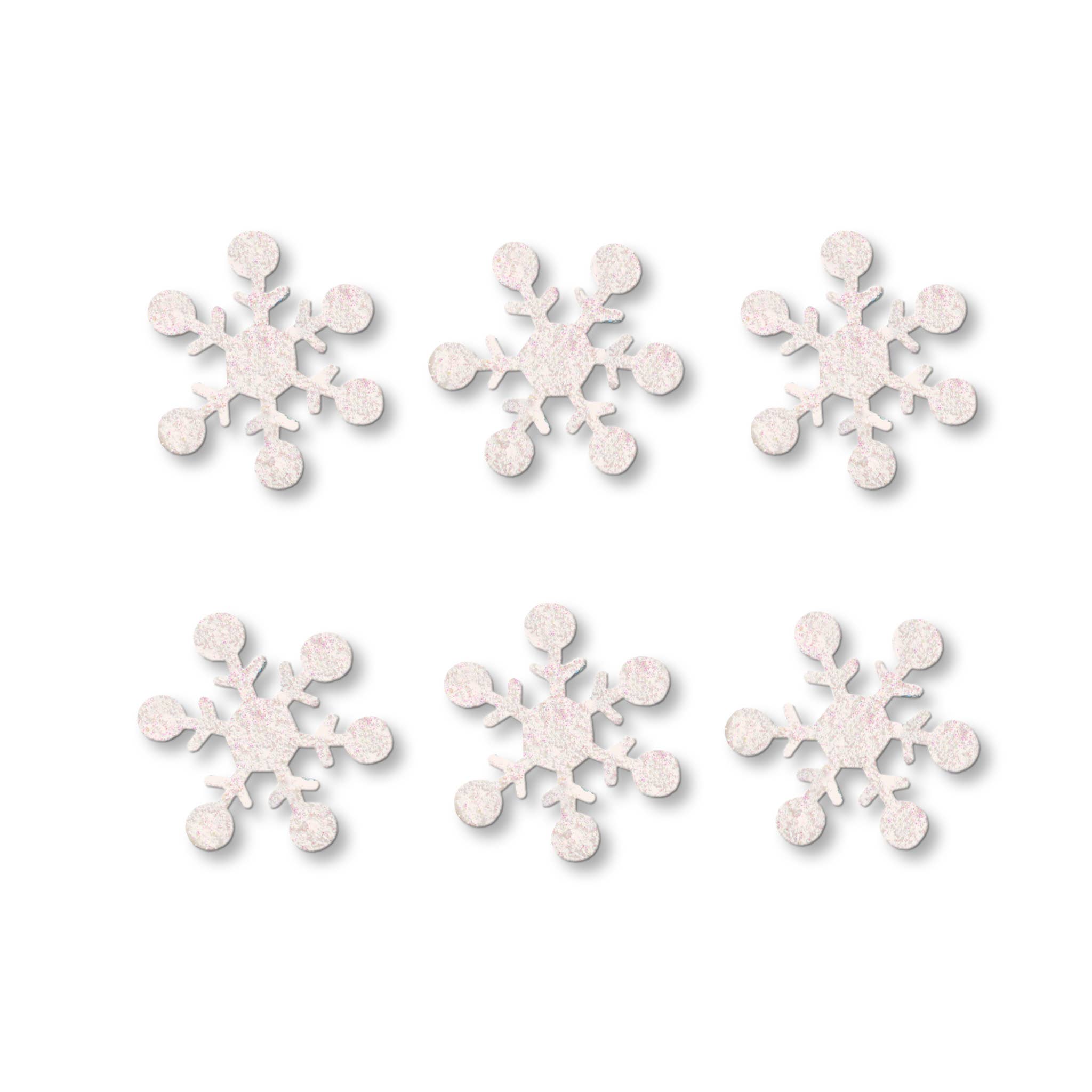 Snowflake Magnets S/6 White Glitter