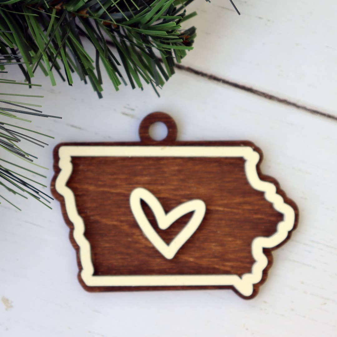 Iowa Layered Wood Ornament