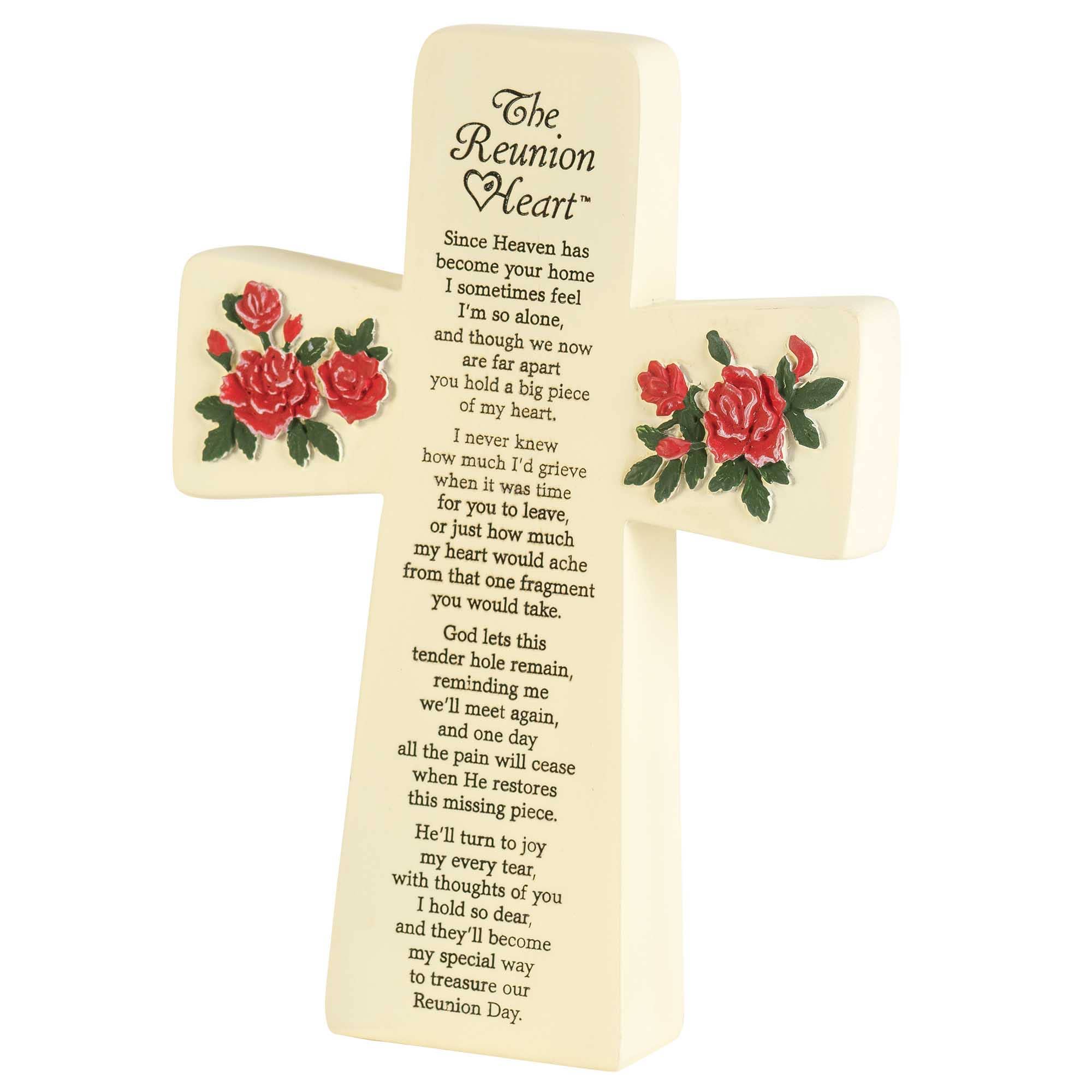 THE REUNION HEART RESIN TABLETOP CROSS