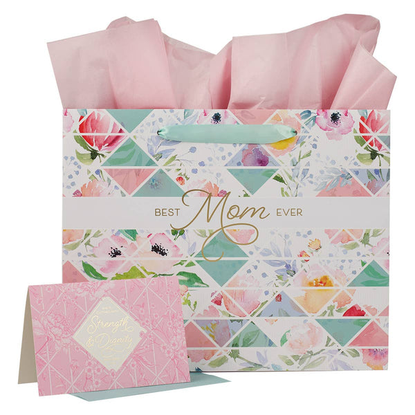 Best Mom Ever Pastel Diamond Large Landscape Gift Bag