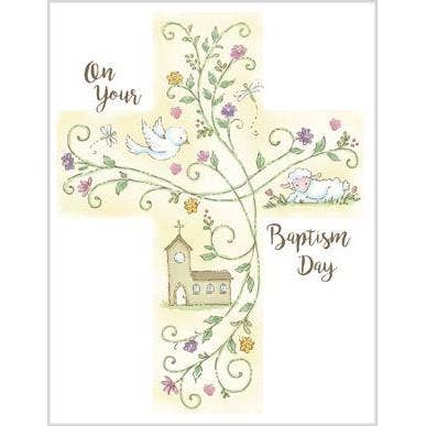 With Scripture Religious Card - Baptism Cross
