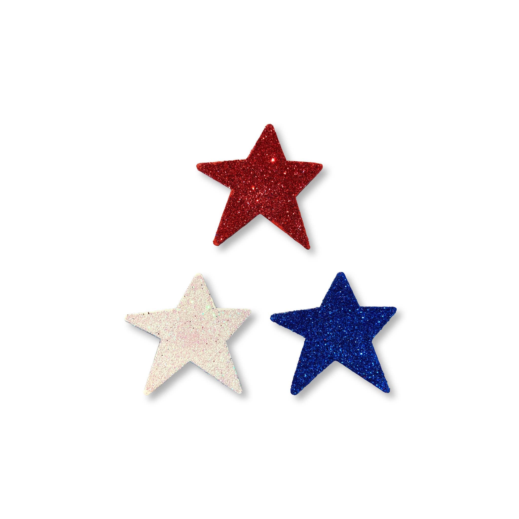 Star Patriotic Glitter Magnets S/3, 4th of July Decor