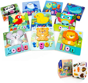 Wooden Toddler Puzzles Spell, Montessori Puzzle Toys