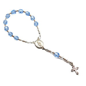 Sterling Silver Blue Baby Rosary Baptism Christening Gift