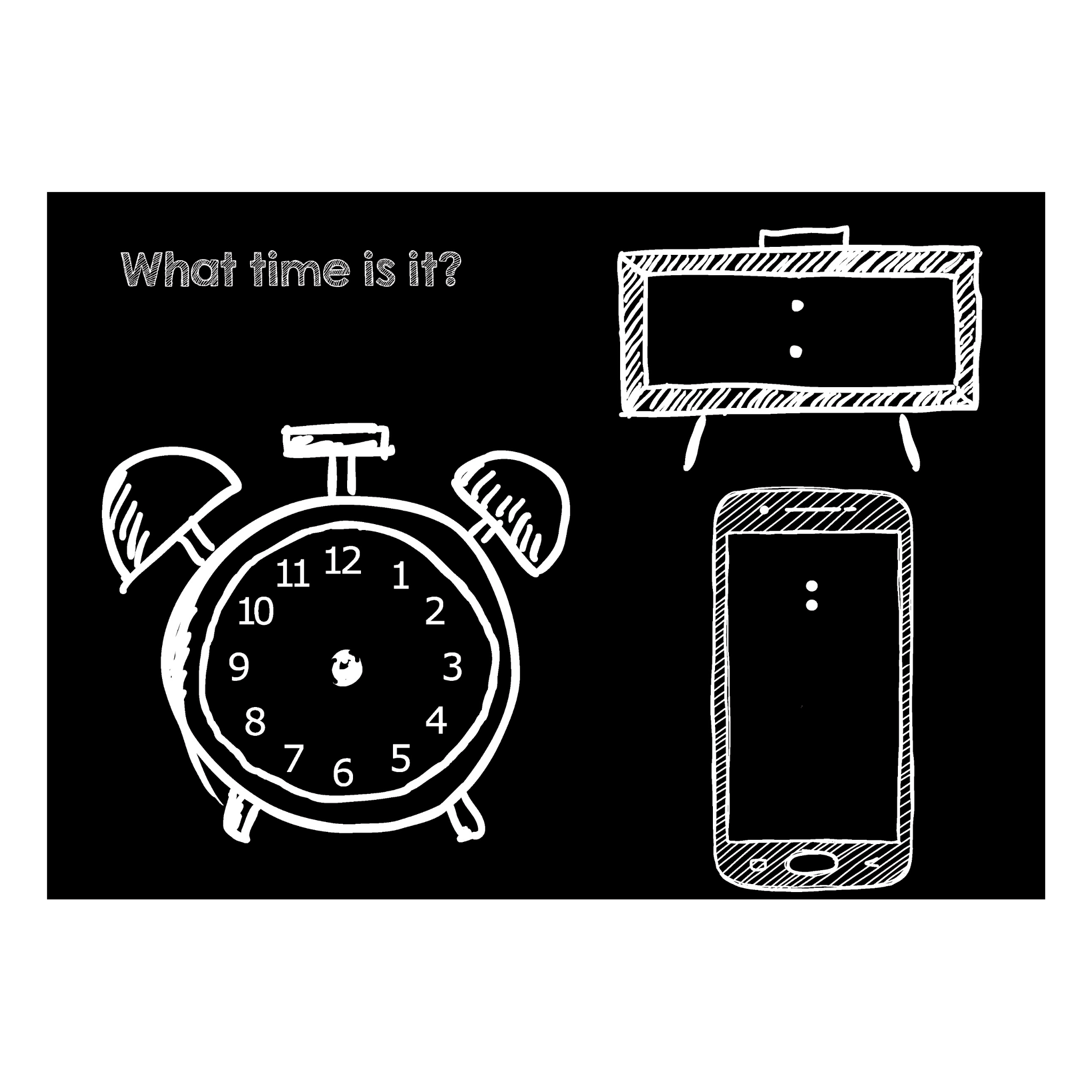 Chalkboard Placemat 12x17 "What time is it?"