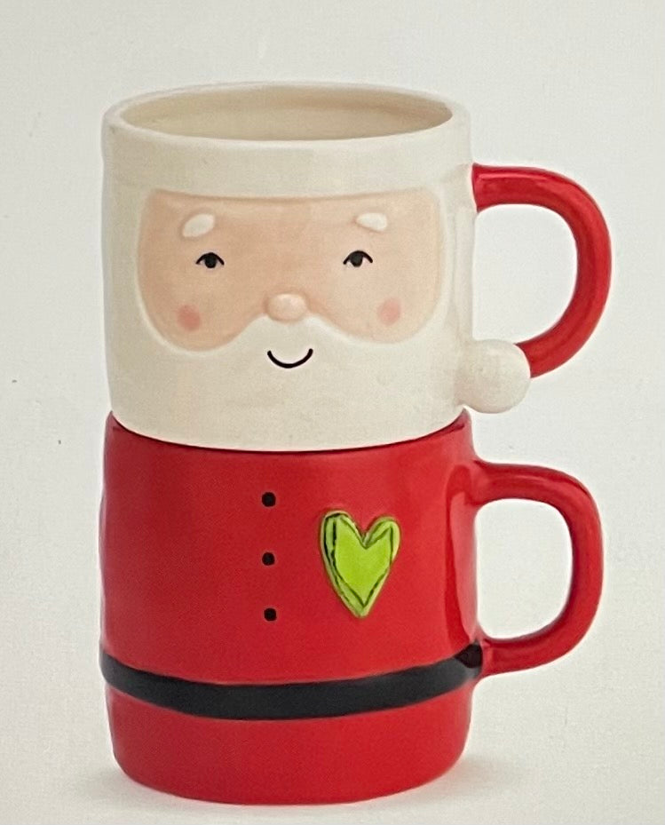 Heartful Santa Stacked Mugs - Set of 2
