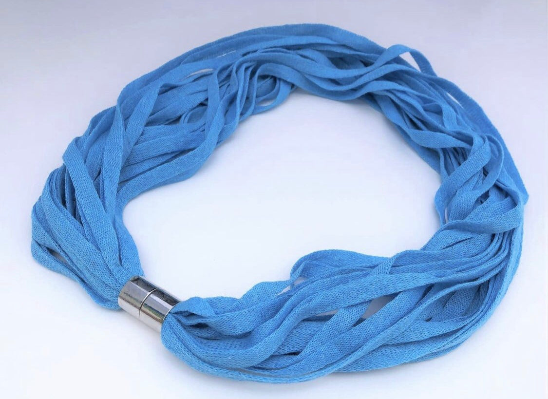 Upcycled Necklace Scarf w/Magnetic Clasp - Sea Blue
